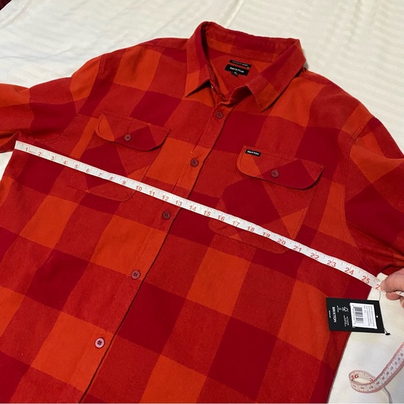 Brixton Bowery Long Sleeve Plaid Flannel Shirt Crimson/Aurora Red size XXLarge - Picture 13 of 16